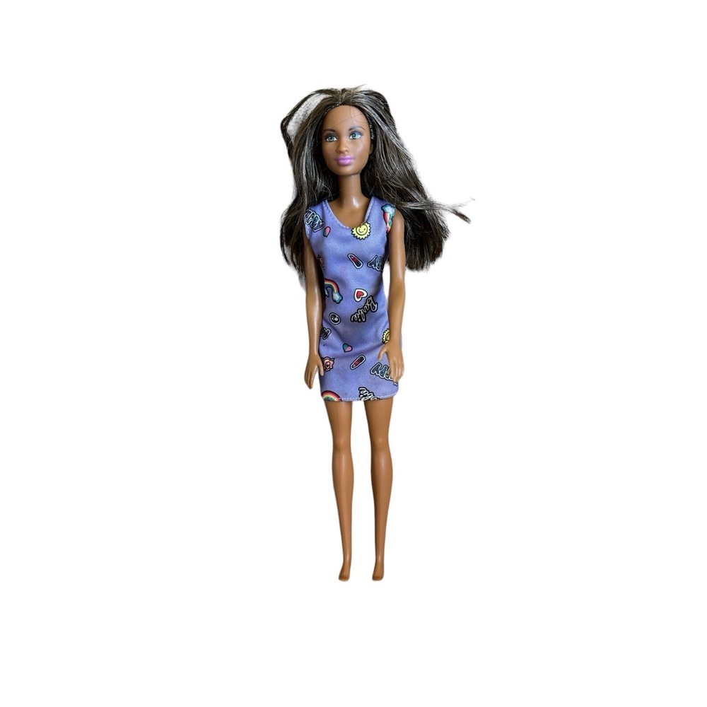 Mattel 2015‎ African American Barbie Doll Green Eyes With Sundress D4